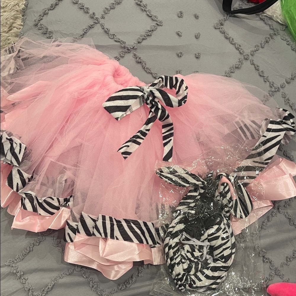 4pcs Zebra Costume Set Tutu Skirt Cosplay Carnival Halloween toddler new